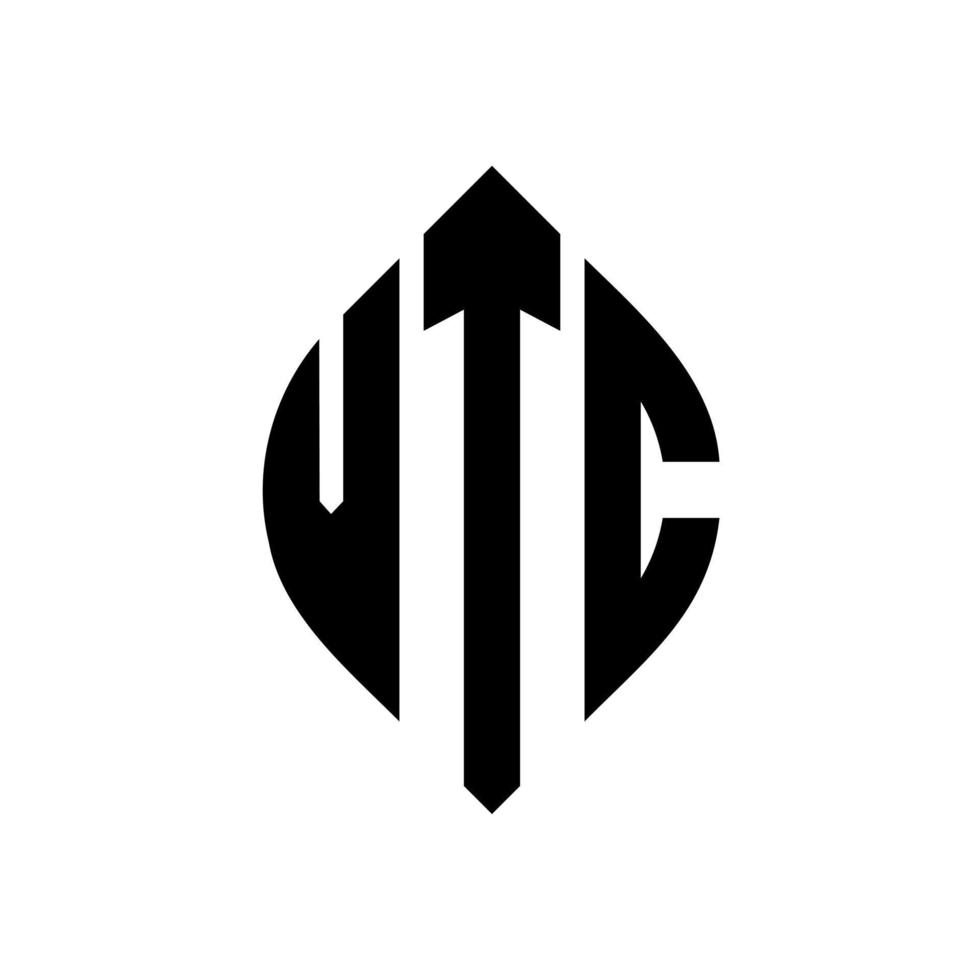 vtc-Kreisbuchstaben-Logo-Design mit Kreis- und Ellipsenform. vtc Ellipsenbuchstaben mit typografischem Stil. Die drei Initialen bilden ein Kreislogo. vtc-Kreis-Emblem abstrakter Monogramm-Buchstaben-Markierungsvektor. vektor
