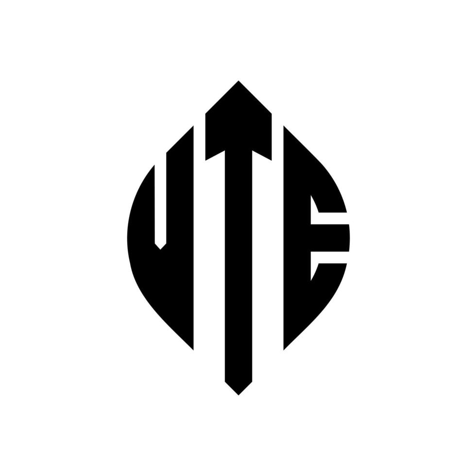 VTE-Kreisbuchstaben-Logo-Design mit Kreis- und Ellipsenform. vte Ellipsenbuchstaben mit typografischem Stil. Die drei Initialen bilden ein Kreislogo. vte-Kreis-Emblem abstrakter Monogramm-Buchstaben-Markierungsvektor. vektor