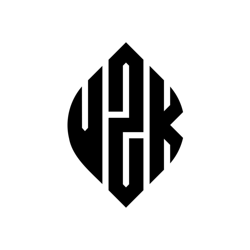 vzk cirkelbokstavslogotypdesign med cirkel och ellipsform. vzk ellipsbokstäver med typografisk stil. de tre initialerna bildar en cirkellogotyp. vzk cirkel emblem abstrakt monogram bokstav märke vektor. vektor