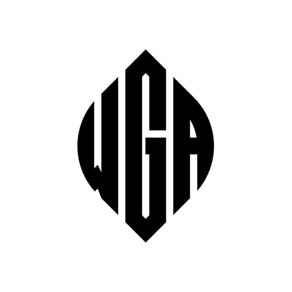 wga-Kreisbuchstaben-Logo-Design mit Kreis- und Ellipsenform. wga ellipsenbuchstaben mit typografischem stil. Die drei Initialen bilden ein Kreislogo. wga Kreisemblem abstrakter Monogramm-Buchstabenmarkierungsvektor. vektor