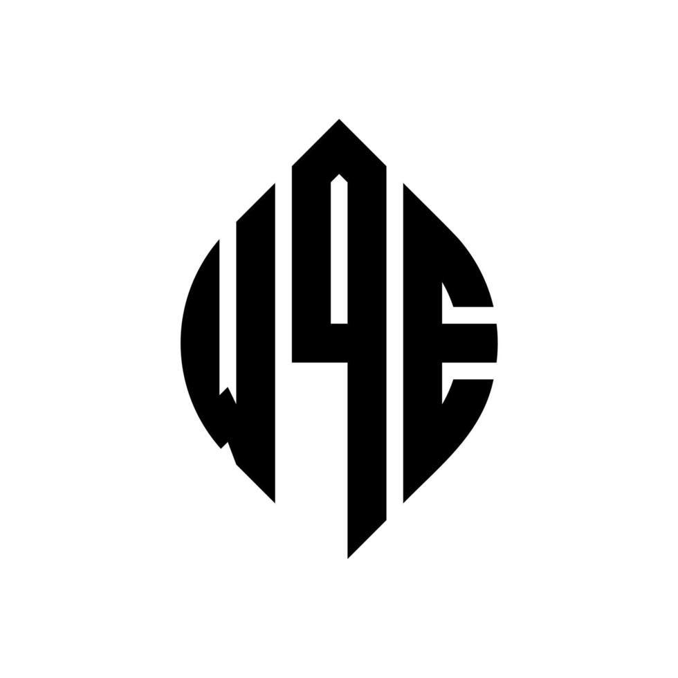 wqe Kreisbuchstabe-Logo-Design mit Kreis- und Ellipsenform. wqe Ellipsenbuchstaben mit typografischem Stil. Die drei Initialen bilden ein Kreislogo. wqe Kreisemblem abstrakter Monogramm-Buchstabenmarkierungsvektor. vektor