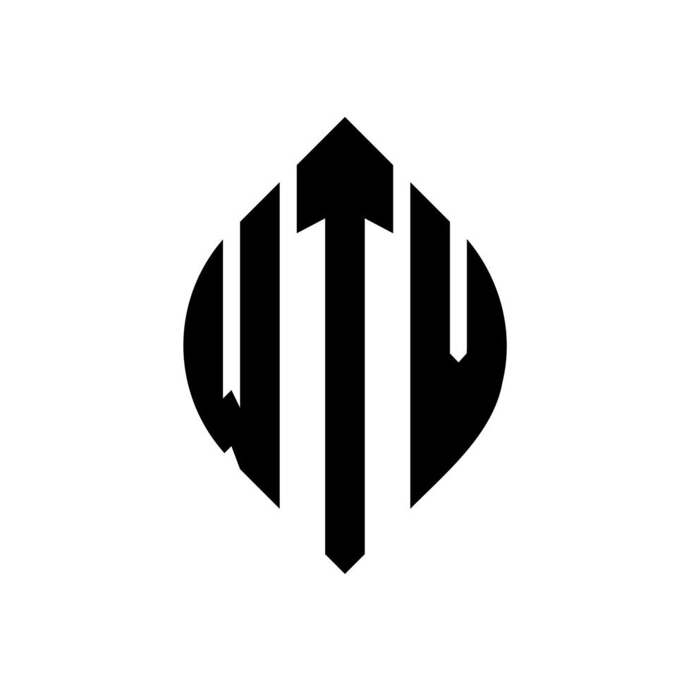 wtv-Kreisbuchstaben-Logo-Design mit Kreis- und Ellipsenform. wtv ellipsenbuchstaben mit typografischem stil. Die drei Initialen bilden ein Kreislogo. wtv Kreisemblem abstrakter Monogramm-Buchstabenmarkierungsvektor. vektor