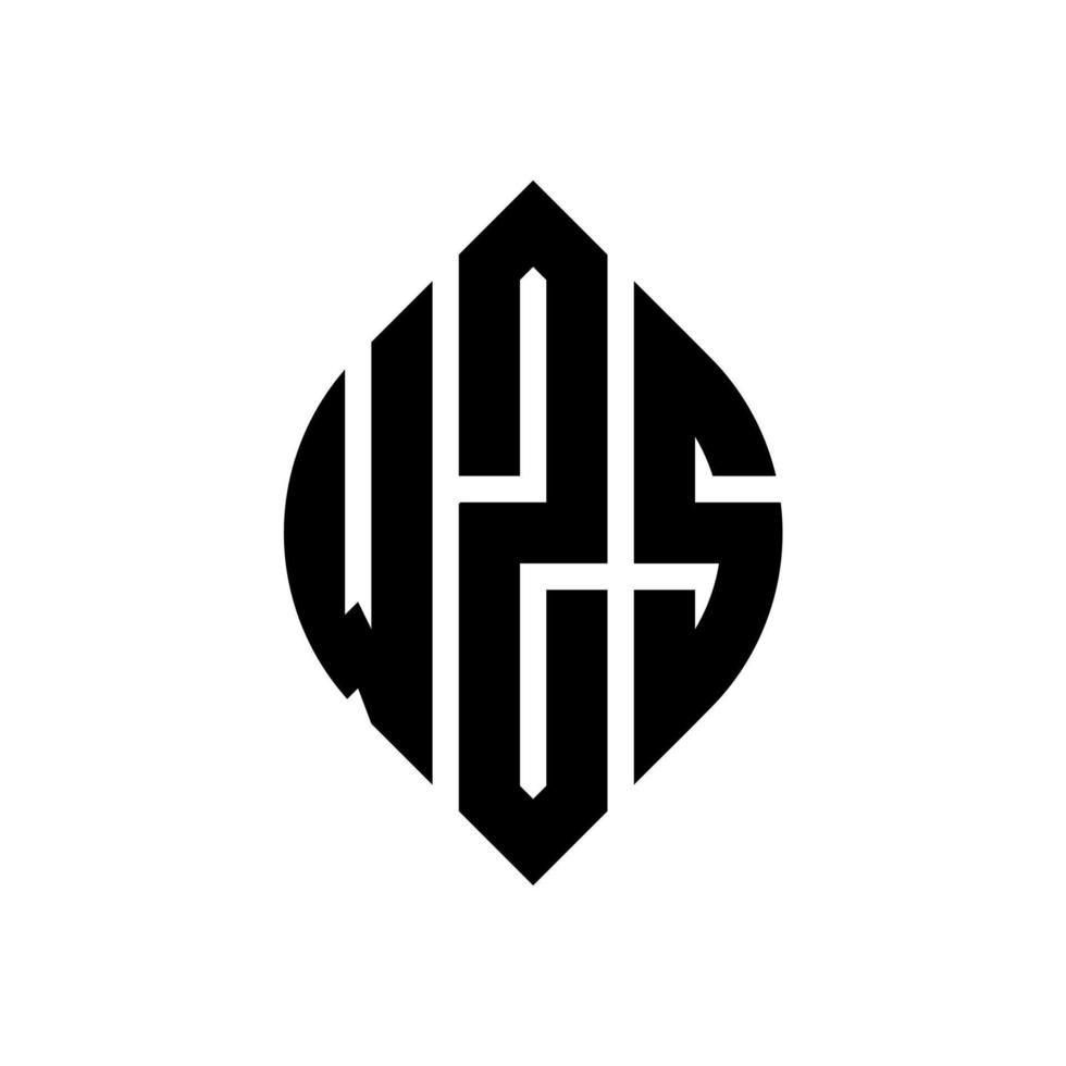 wzs-Kreisbuchstaben-Logo-Design mit Kreis- und Ellipsenform. wzs Ellipsenbuchstaben mit typografischem Stil. Die drei Initialen bilden ein Kreislogo. wzs Kreisemblem abstrakter Monogramm-Buchstabenmarkierungsvektor. vektor