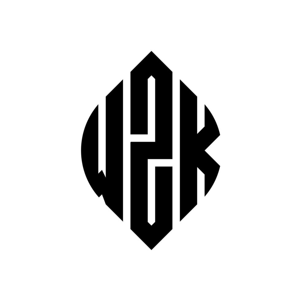 wzk-Kreis-Buchstaben-Logo-Design mit Kreis- und Ellipsenform. wzk Ellipsenbuchstaben mit typografischem Stil. Die drei Initialen bilden ein Kreislogo. wzk Kreisemblem abstrakter Monogramm-Buchstabenmarkierungsvektor. vektor