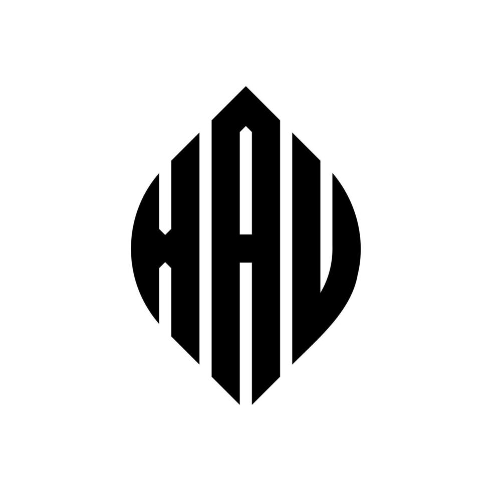 Xau-Kreisbuchstaben-Logo-Design mit Kreis- und Ellipsenform. xau Ellipsenbuchstaben mit typografischem Stil. Die drei Initialen bilden ein Kreislogo. Xau-Kreis-Emblem abstrakter Monogramm-Buchstaben-Markierungsvektor. vektor