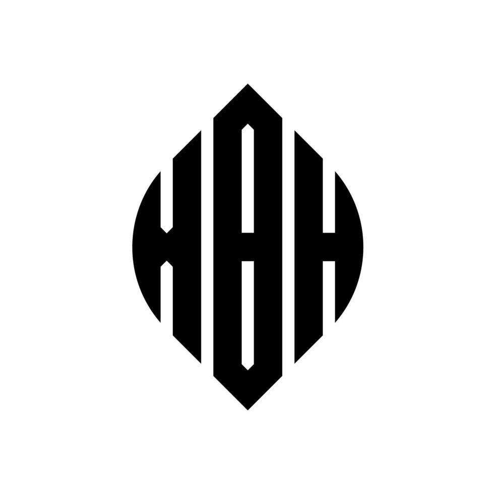 xbh-Kreisbuchstaben-Logo-Design mit Kreis- und Ellipsenform. xbh Ellipsenbuchstaben mit typografischem Stil. Die drei Initialen bilden ein Kreislogo. xbh-Kreisemblem abstrakter Monogramm-Buchstabenmarkierungsvektor. vektor