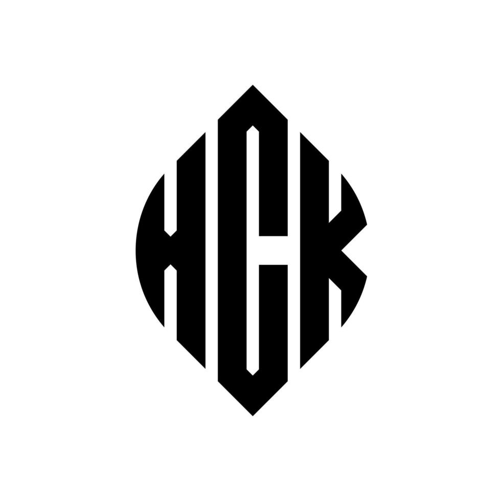 xck-Kreisbuchstaben-Logo-Design mit Kreis- und Ellipsenform. xck Ellipsenbuchstaben mit typografischem Stil. Die drei Initialen bilden ein Kreislogo. Xck-Kreis-Emblem abstrakter Monogramm-Buchstaben-Markenvektor. vektor