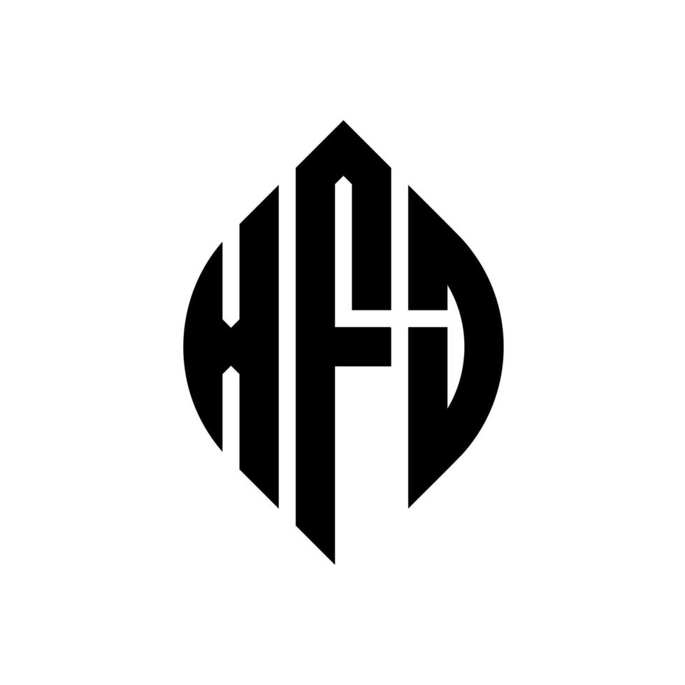 xfj-Kreisbuchstaben-Logo-Design mit Kreis- und Ellipsenform. xfj Ellipsenbuchstaben mit typografischem Stil. Die drei Initialen bilden ein Kreislogo. xfj Kreisemblem abstrakter Monogramm-Buchstabenmarkierungsvektor. vektor