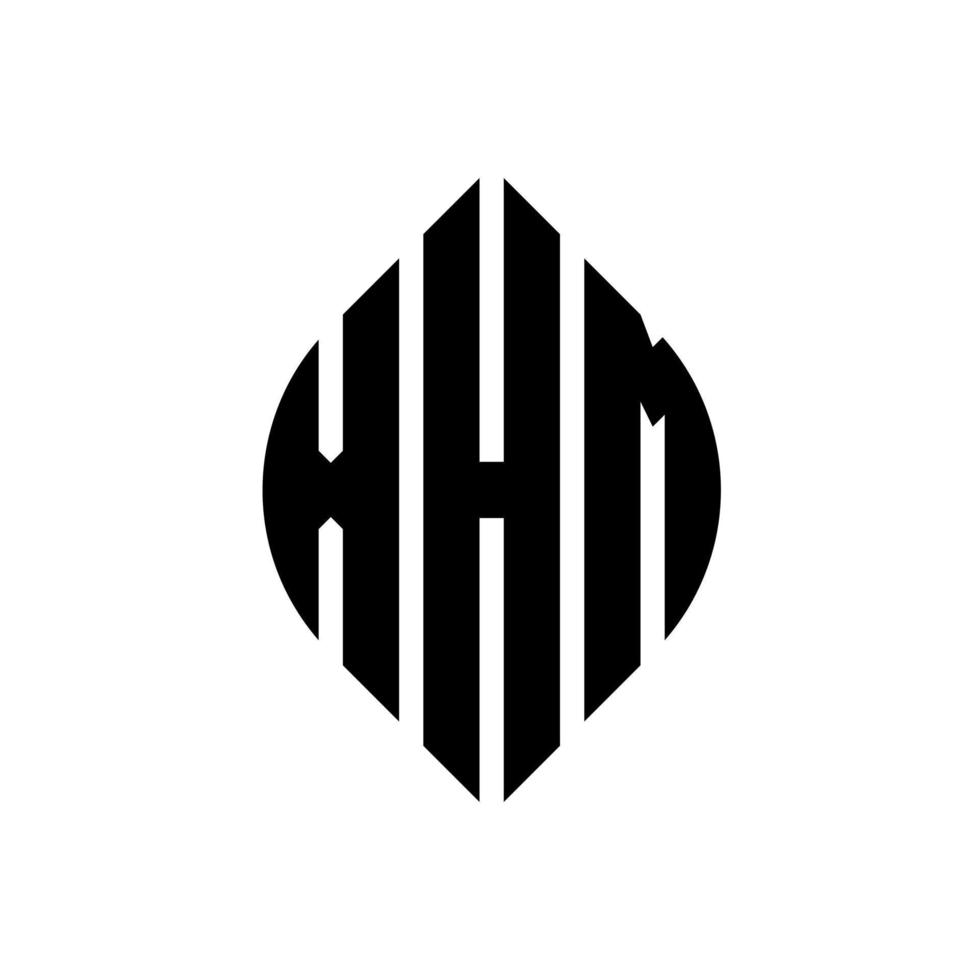 xhm cirkel bokstavslogotyp design med cirkel och ellipsform. xhm ellipsbokstäver med typografisk stil. de tre initialerna bildar en cirkellogotyp. xhm cirkel emblem abstrakt monogram bokstav märke vektor. vektor