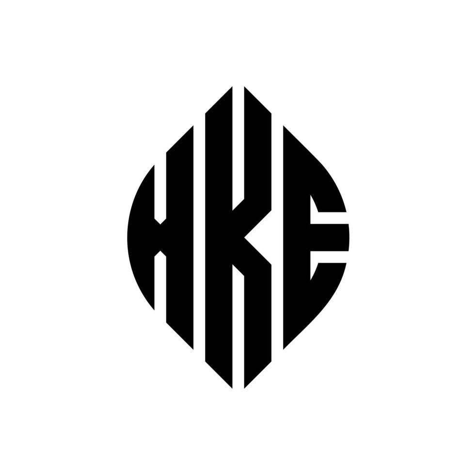 xke-Kreisbuchstaben-Logo-Design mit Kreis- und Ellipsenform. xke Ellipsenbuchstaben mit typografischem Stil. Die drei Initialen bilden ein Kreislogo. xke-Kreis-Emblem abstrakter Monogramm-Buchstaben-Markenvektor. vektor