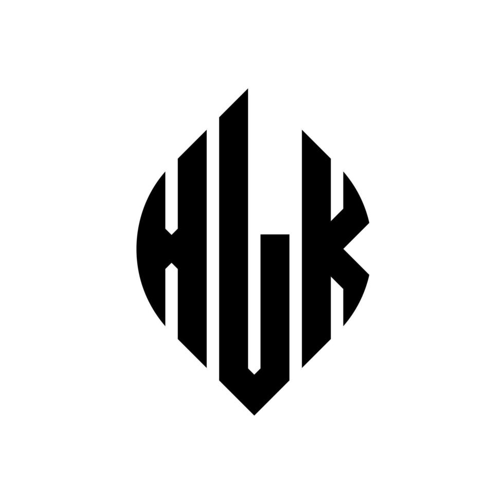 xlk-Kreisbuchstaben-Logo-Design mit Kreis- und Ellipsenform. XLK-Ellipsenbuchstaben mit typografischem Stil. Die drei Initialen bilden ein Kreislogo. xlk-Kreis-Emblem abstrakter Monogramm-Buchstaben-Markierungsvektor. vektor