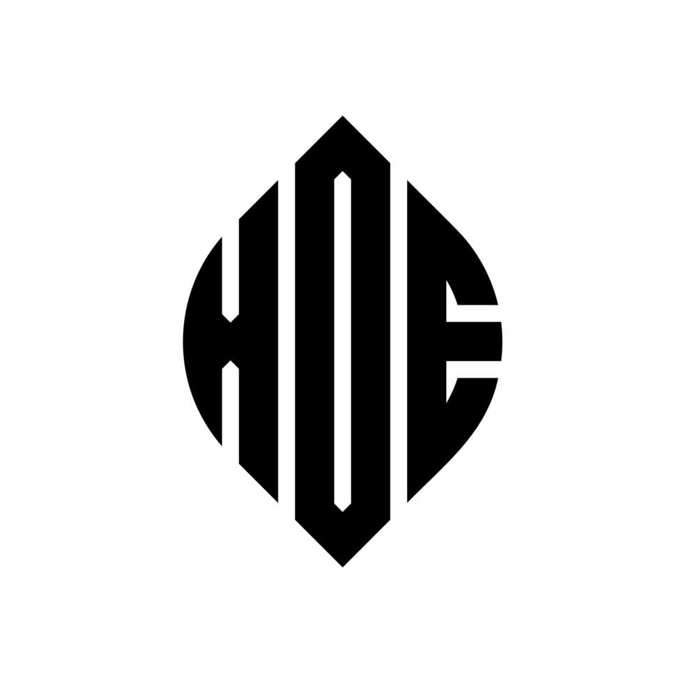 xoe-Kreisbuchstaben-Logo-Design mit Kreis- und Ellipsenform. Xoe-Ellipsenbuchstaben mit typografischem Stil. Die drei Initialen bilden ein Kreislogo. Xoe-Kreis-Emblem abstrakter Monogramm-Buchstaben-Markierungsvektor. vektor