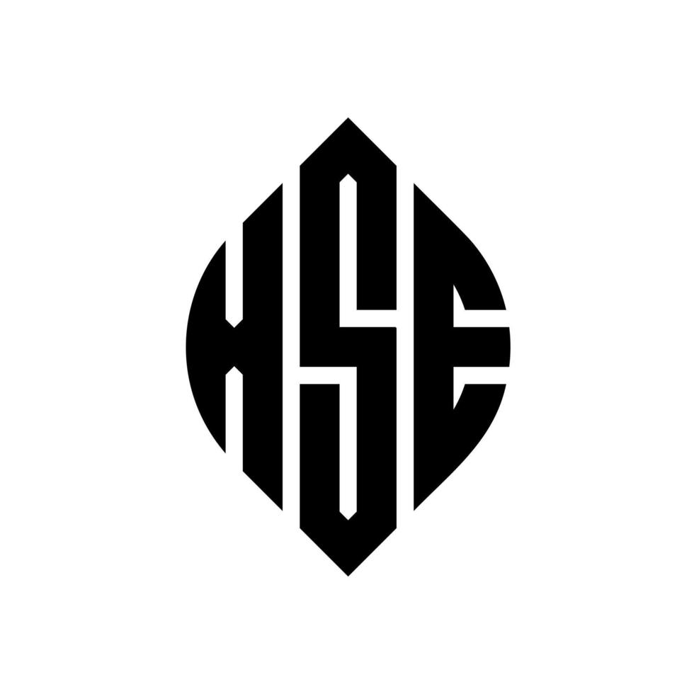 xse-Kreis-Buchstaben-Logo-Design mit Kreis- und Ellipsenform. xse Ellipsenbuchstaben mit typografischem Stil. Die drei Initialen bilden ein Kreislogo. xse-Kreis-Emblem abstrakter Monogramm-Buchstaben-Markierungsvektor. vektor