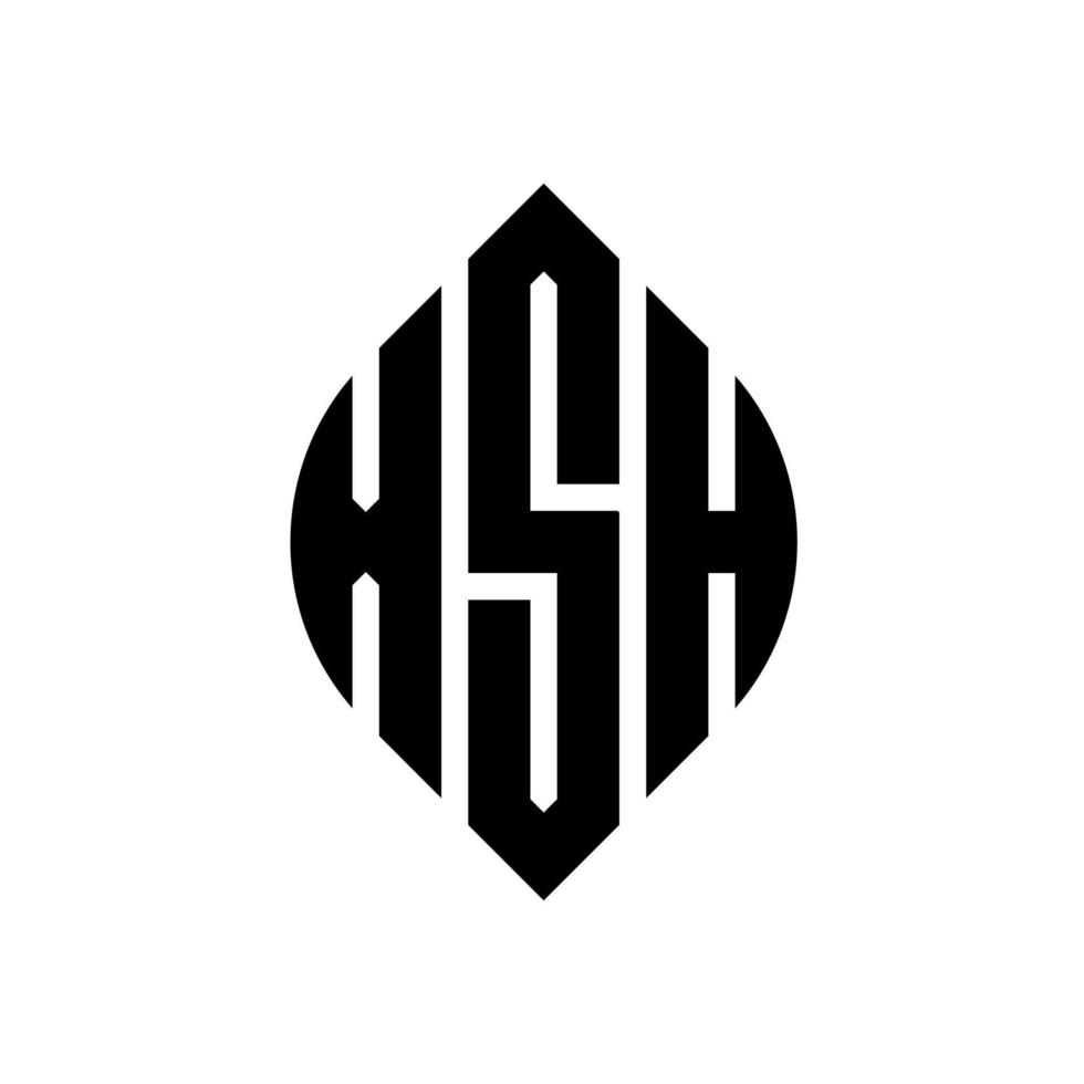 xsh-Kreisbuchstaben-Logo-Design mit Kreis- und Ellipsenform. xsh Ellipsenbuchstaben mit typografischem Stil. Die drei Initialen bilden ein Kreislogo. xsh-Kreis-Emblem abstrakter Monogramm-Buchstaben-Markierungsvektor. vektor