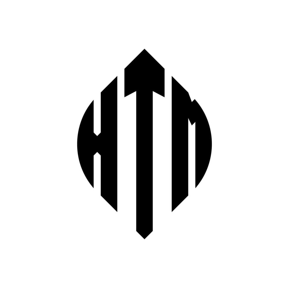 xtm-Kreisbuchstaben-Logo-Design mit Kreis- und Ellipsenform. xtm-Ellipsenbuchstaben mit typografischem Stil. Die drei Initialen bilden ein Kreislogo. xtm-Kreis-Emblem abstrakter Monogramm-Buchstaben-Markierungsvektor. vektor