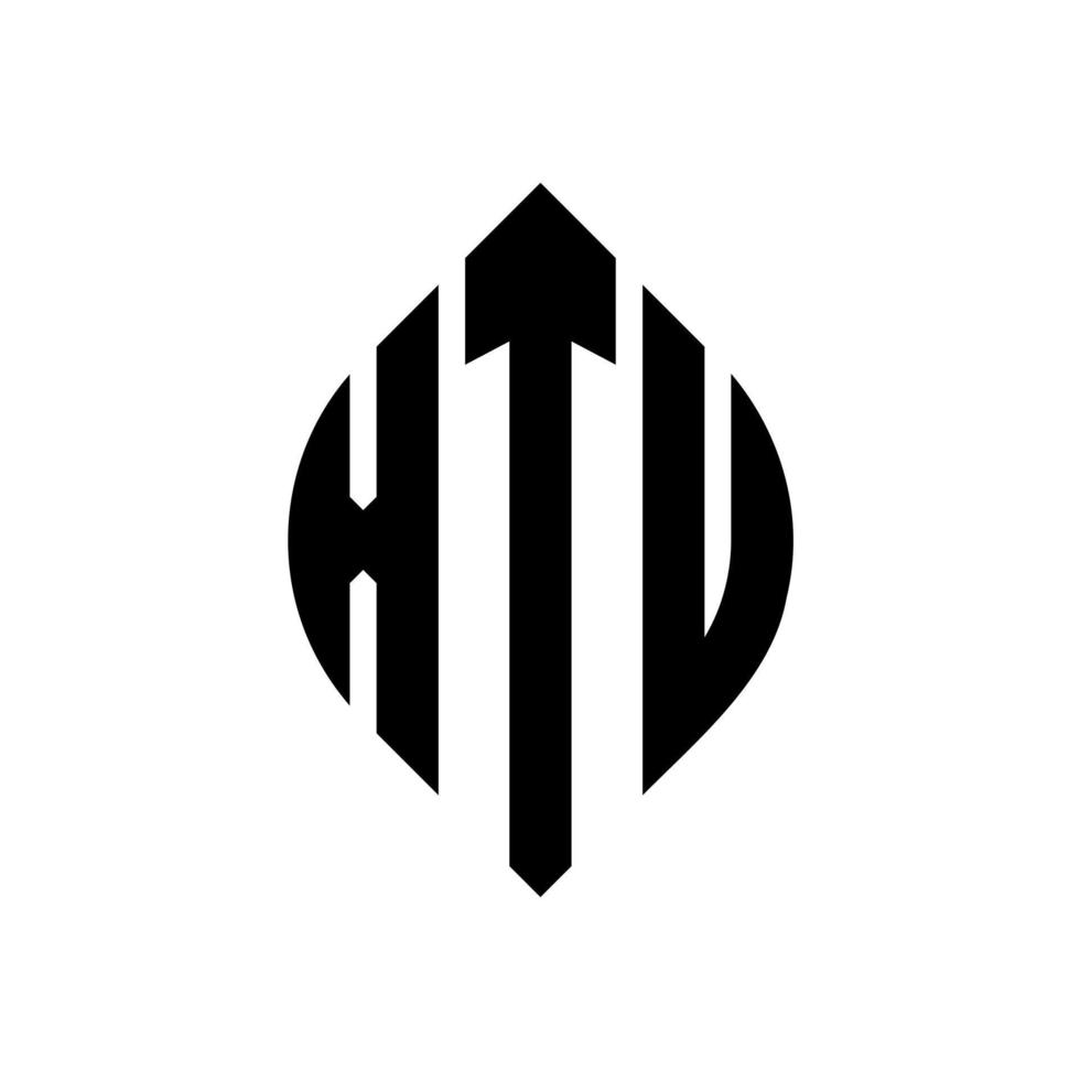 xtu-Kreisbuchstaben-Logo-Design mit Kreis- und Ellipsenform. xtu Ellipsenbuchstaben mit typografischem Stil. Die drei Initialen bilden ein Kreislogo. xtu-Kreis-Emblem abstrakter Monogramm-Buchstaben-Markierungsvektor. vektor