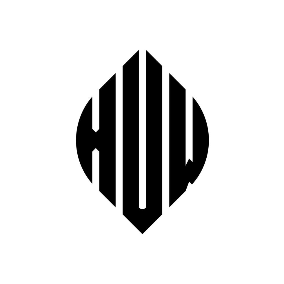 xuw-Kreisbuchstaben-Logo-Design mit Kreis- und Ellipsenform. xuw Ellipsenbuchstaben mit typografischem Stil. Die drei Initialen bilden ein Kreislogo. xuw Kreisemblem abstrakter Monogramm-Buchstabenmarkierungsvektor. vektor