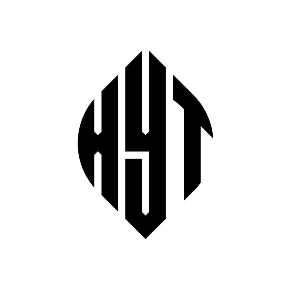xyt-Kreisbuchstabe-Logo-Design mit Kreis- und Ellipsenform. xyt-Ellipsenbuchstaben mit typografischem Stil. Die drei Initialen bilden ein Kreislogo. xyt-Kreis-Emblem abstrakter Monogramm-Buchstaben-Markierungsvektor. vektor
