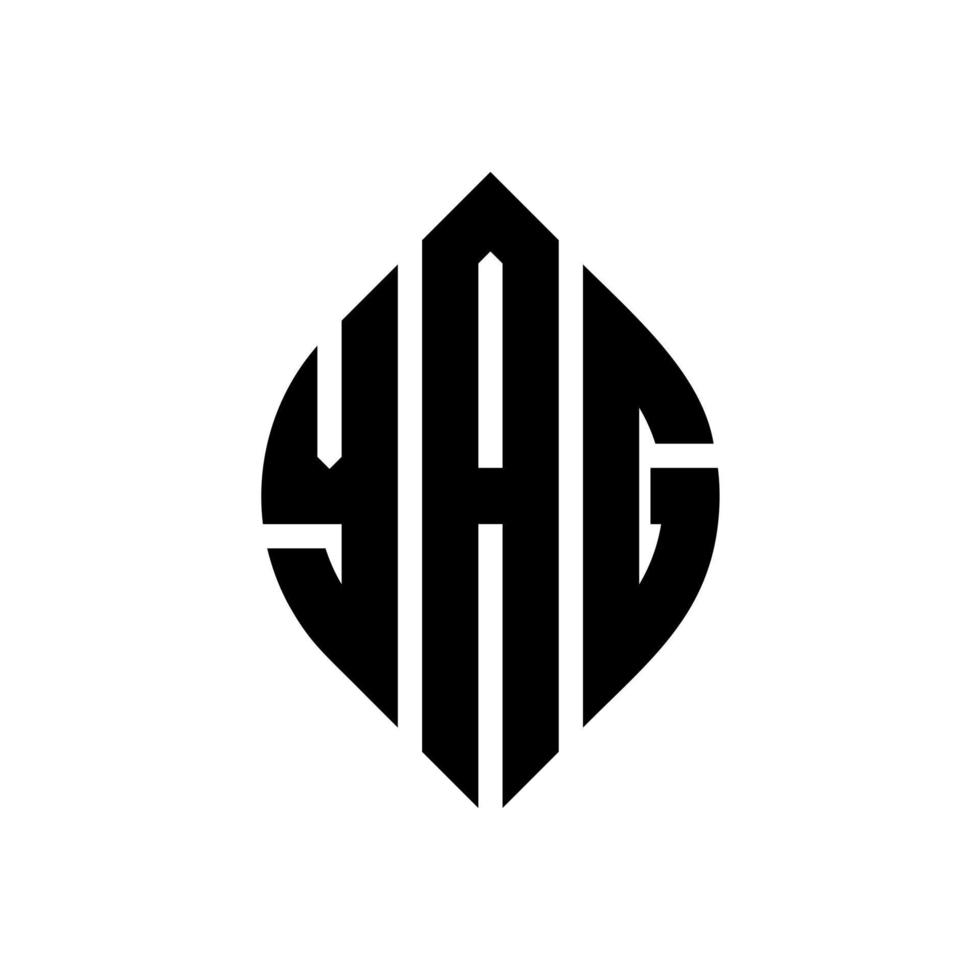 Yag-Kreis-Buchstaben-Logo-Design mit Kreis- und Ellipsenform. Yag-Ellipsenbuchstaben mit typografischem Stil. Die drei Initialen bilden ein Kreislogo. Yag-Kreis-Emblem abstrakter Monogramm-Buchstaben-Markierungsvektor. vektor