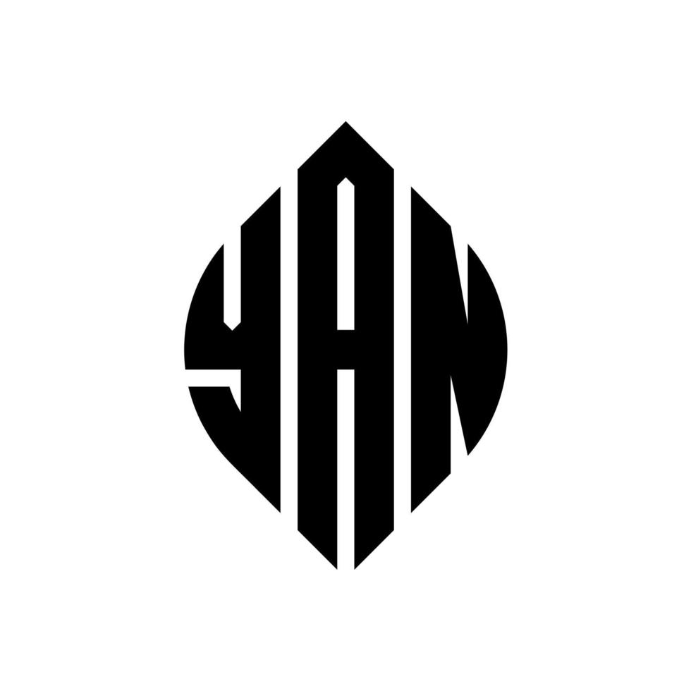 Yan-Kreisbuchstaben-Logo-Design mit Kreis- und Ellipsenform. Yan-Ellipsenbuchstaben mit typografischem Stil. Die drei Initialen bilden ein Kreislogo. Yan-Kreis-Emblem abstrakter Monogramm-Buchstaben-Markierungsvektor. vektor