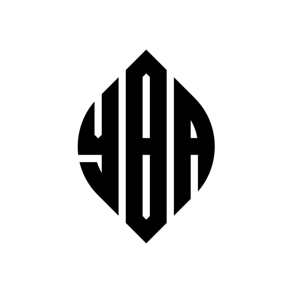 YBA-Kreisbuchstaben-Logo-Design mit Kreis- und Ellipsenform. yba ellipsenbuchstaben mit typografischem stil. Die drei Initialen bilden ein Kreislogo. YBA-Kreis-Emblem abstrakter Monogramm-Buchstaben-Markierungsvektor. vektor