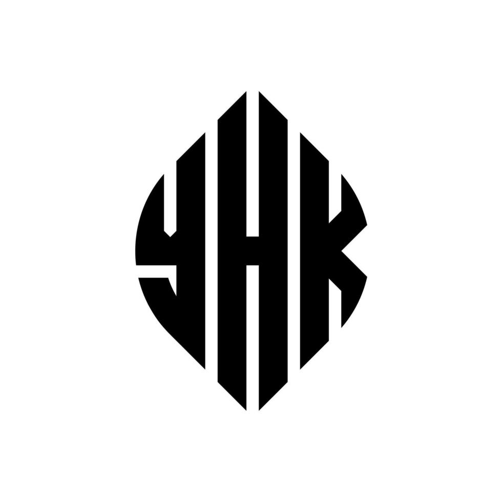 yhk cirkelbokstavslogotypdesign med cirkel och ellipsform. yhk ellipsbokstäver med typografisk stil. de tre initialerna bildar en cirkellogotyp. yhk cirkel emblem abstrakt monogram bokstav märke vektor. vektor