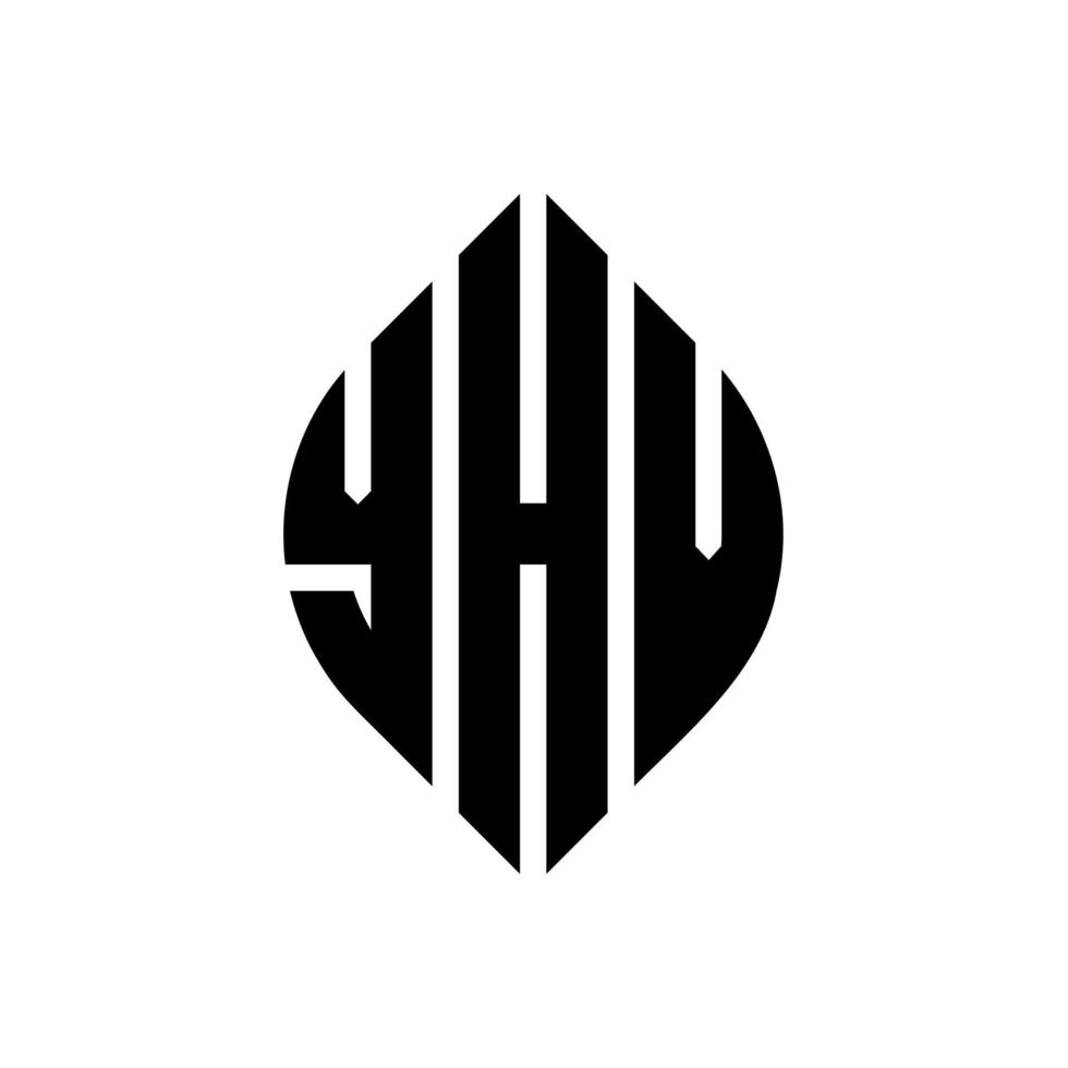 yhv-Kreisbuchstaben-Logo-Design mit Kreis- und Ellipsenform. yhv ellipsenbuchstaben mit typografischem stil. Die drei Initialen bilden ein Kreislogo. YHV-Kreisemblem abstrakter Monogramm-Buchstabenmarkierungsvektor. vektor