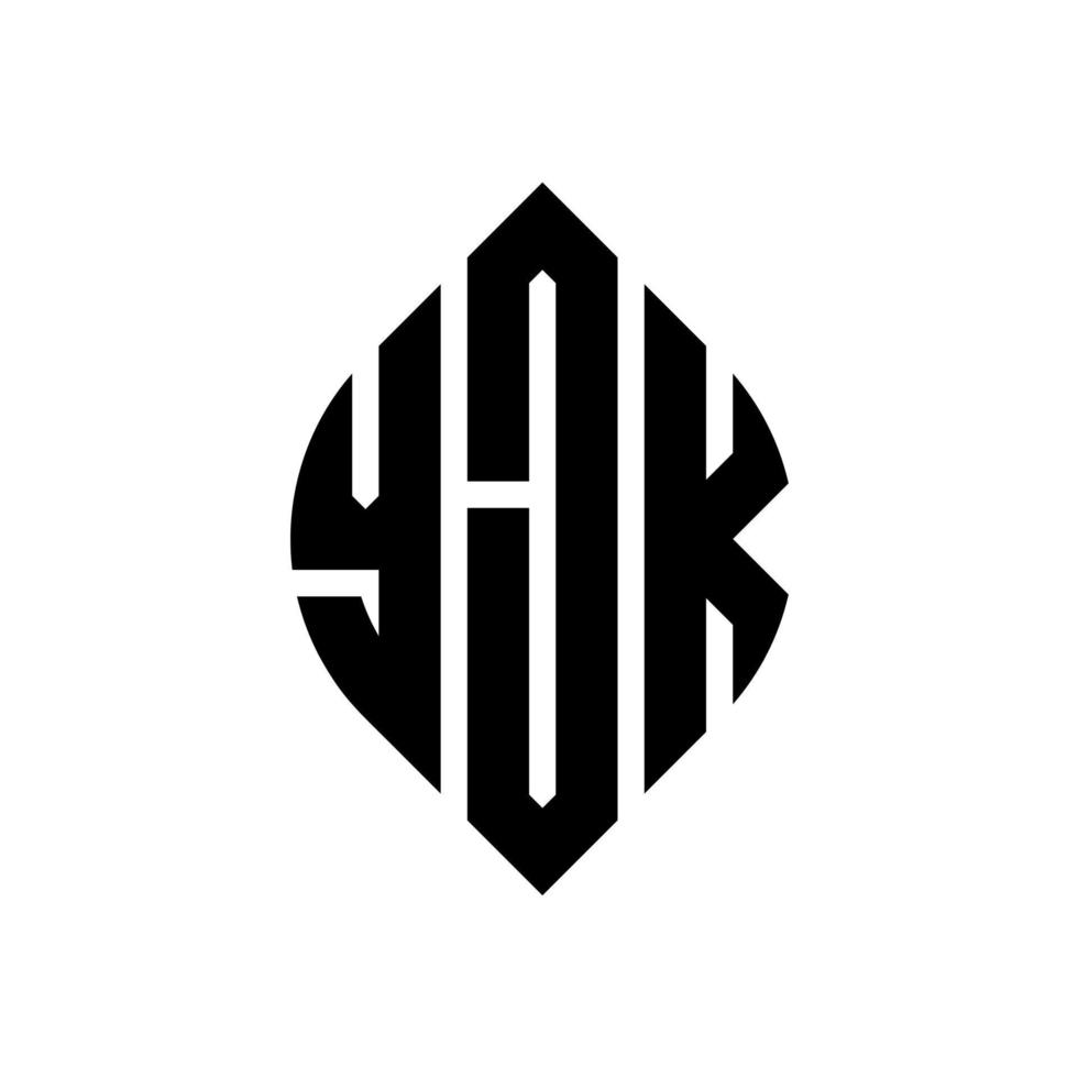 YJK-Kreisbuchstabe-Logo-Design mit Kreis- und Ellipsenform. yjk ellipsenbuchstaben mit typografischem stil. Die drei Initialen bilden ein Kreislogo. Yjk-Kreis-Emblem abstrakter Monogramm-Buchstaben-Markierungsvektor. vektor