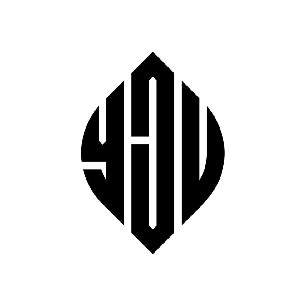 Yju-Kreisbuchstaben-Logo-Design mit Kreis- und Ellipsenform. Yju-Ellipsenbuchstaben mit typografischem Stil. Die drei Initialen bilden ein Kreislogo. Yju-Kreis-Emblem abstrakter Monogramm-Buchstaben-Markierungsvektor. vektor