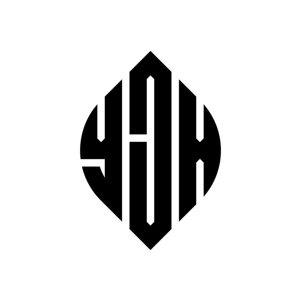 YJX-Kreisbuchstabe-Logo-Design mit Kreis- und Ellipsenform. yjx ellipsenbuchstaben mit typografischem stil. Die drei Initialen bilden ein Kreislogo. YJX-Kreis-Emblem abstrakter Monogramm-Buchstaben-Markierungsvektor. vektor