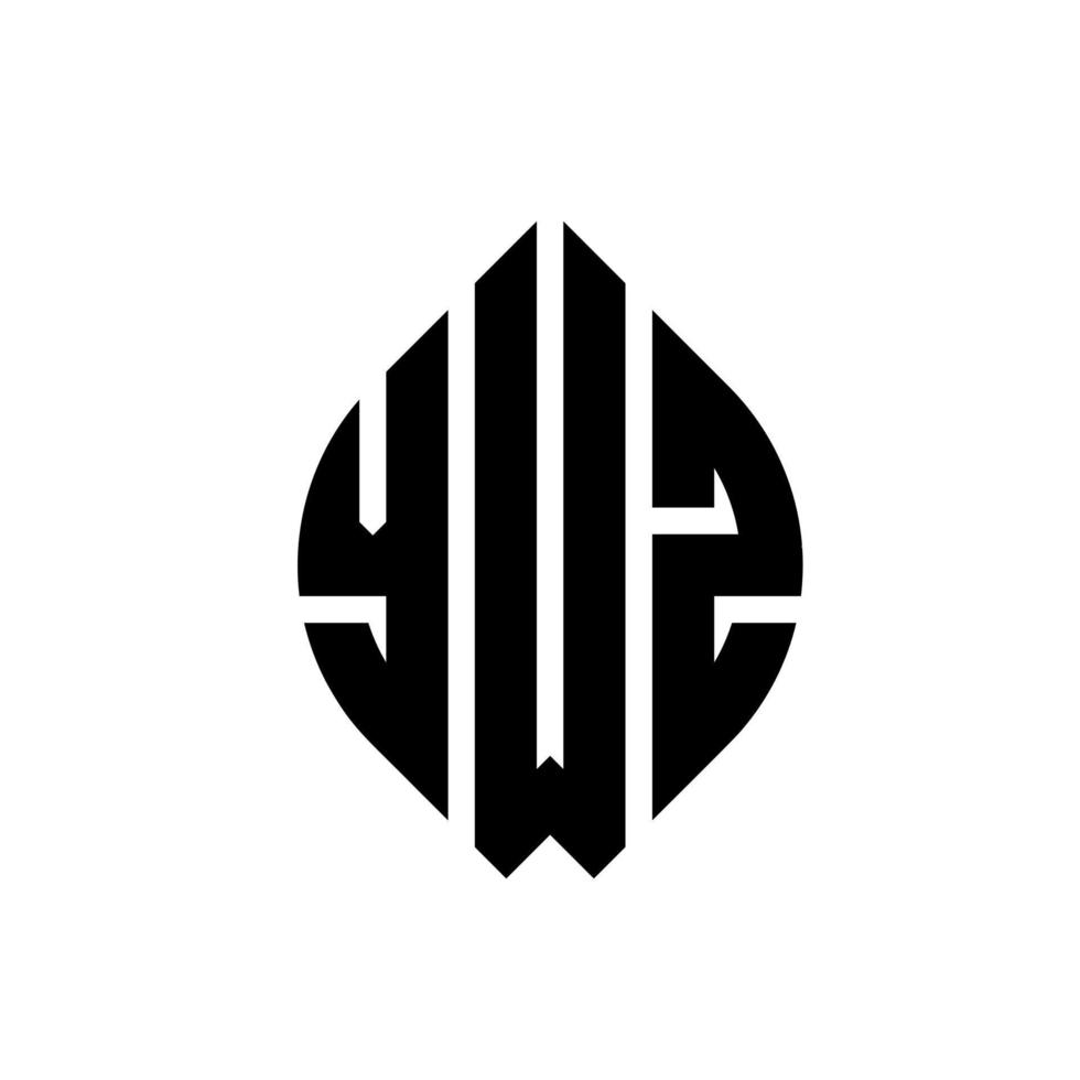 ywz-Kreisbuchstaben-Logo-Design mit Kreis- und Ellipsenform. ywz ellipsenbuchstaben mit typografischem stil. Die drei Initialen bilden ein Kreislogo. ywz-Kreis-Emblem abstrakter Monogramm-Buchstaben-Markierungsvektor. vektor