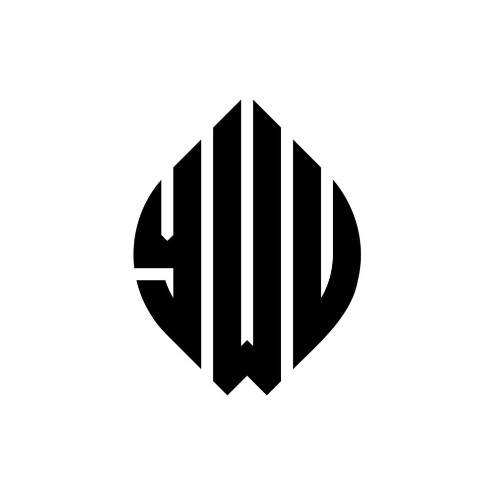 Ywu-Kreisbuchstaben-Logo-Design mit Kreis- und Ellipsenform. Ywu-Ellipsenbuchstaben mit typografischem Stil. Die drei Initialen bilden ein Kreislogo. Ywu-Kreis-Emblem abstrakter Monogramm-Buchstaben-Markierungsvektor. vektor