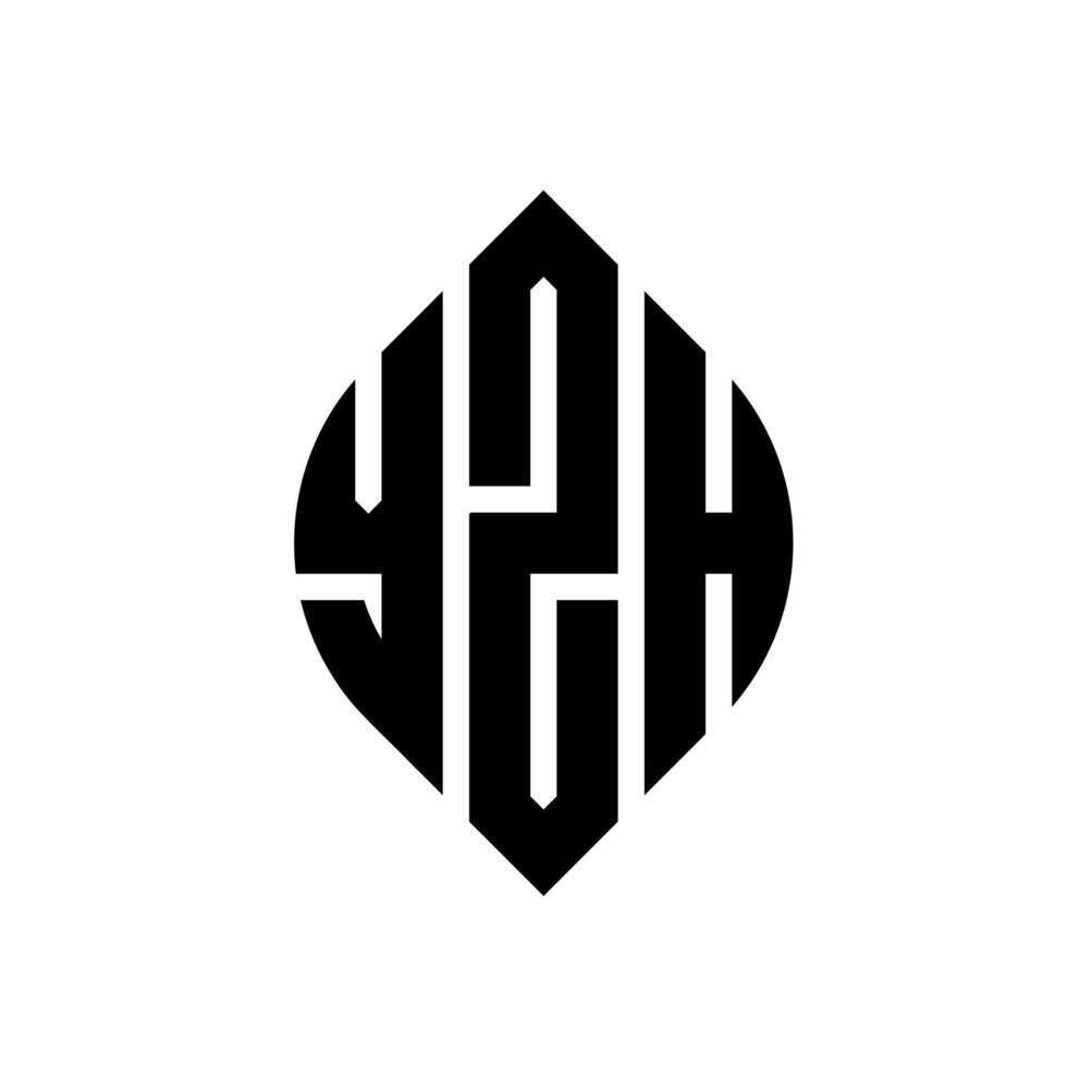 yzh-Kreisbuchstabe-Logo-Design mit Kreis- und Ellipsenform. yzh-Ellipsenbuchstaben mit typografischem Stil. Die drei Initialen bilden ein Kreislogo. yzh-Kreis-Emblem abstrakter Monogramm-Buchstaben-Markenvektor. vektor