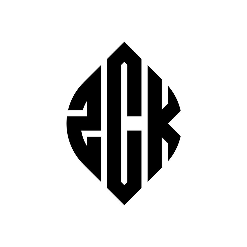 zck cirkelbokstavslogotypdesign med cirkel och ellipsform. zck ellipsbokstäver med typografisk stil. de tre initialerna bildar en cirkellogotyp. zck cirkel emblem abstrakt monogram bokstav märke vektor. vektor