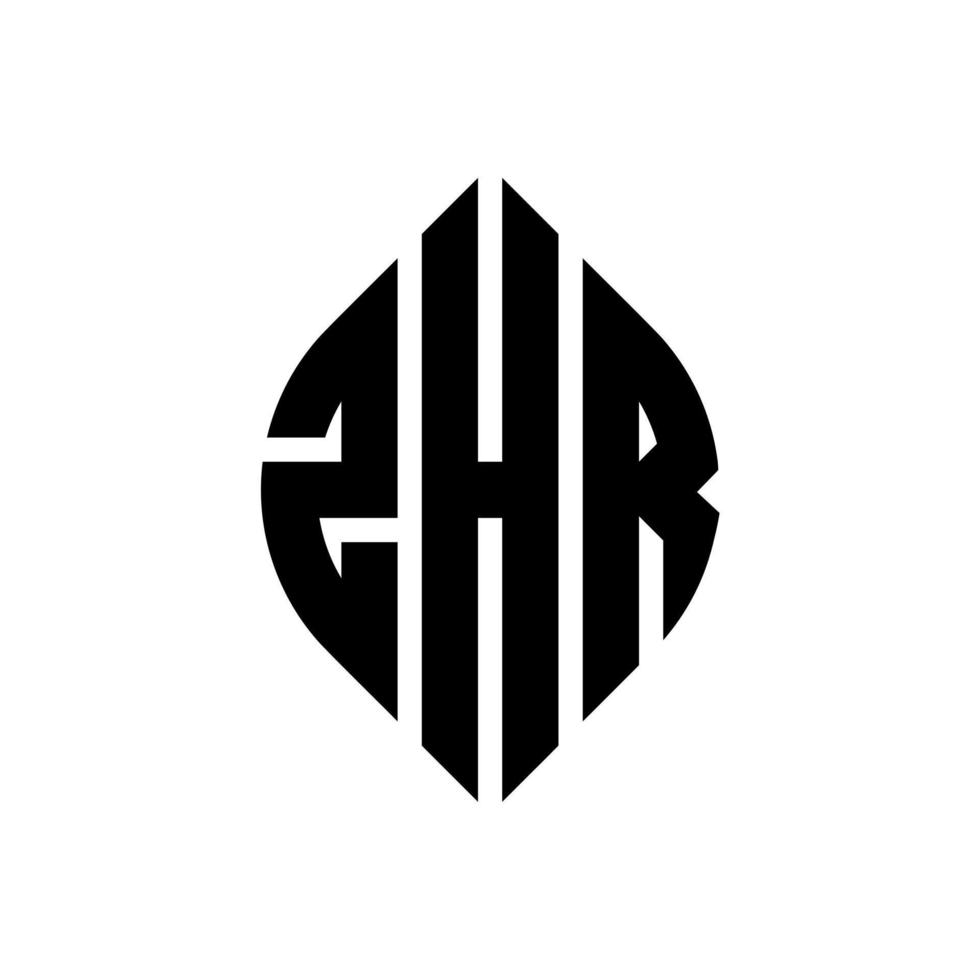zhr-Kreisbuchstaben-Logo-Design mit Kreis- und Ellipsenform. zhr ellipsenbuchstaben mit typografischem stil. Die drei Initialen bilden ein Kreislogo. zhr-Kreis-Emblem abstrakter Monogramm-Buchstaben-Markenvektor. vektor