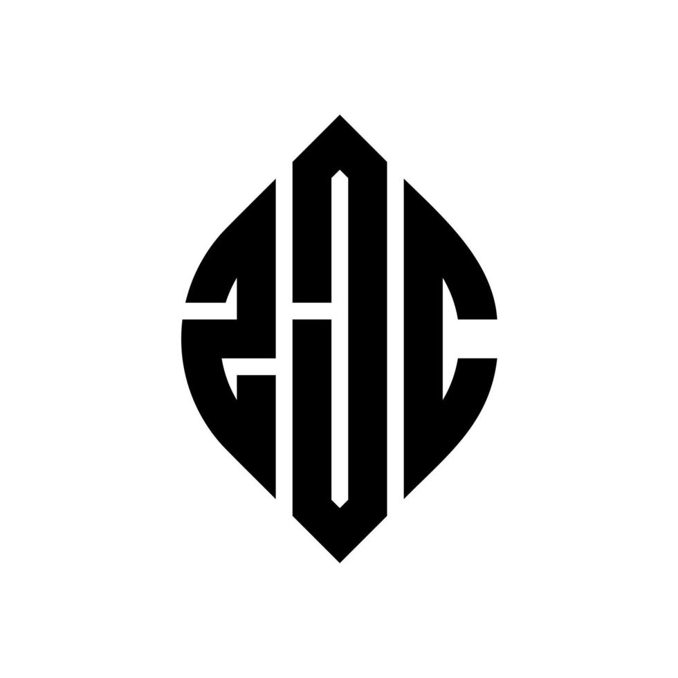 zjc cirkelbokstavslogotypdesign med cirkel och ellipsform. zjc ellipsbokstäver med typografisk stil. de tre initialerna bildar en cirkellogotyp. zjc cirkel emblem abstrakt monogram bokstav märke vektor. vektor