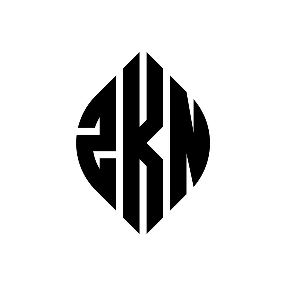 zkn-Kreisbuchstaben-Logo-Design mit Kreis- und Ellipsenform. zkn Ellipsenbuchstaben mit typografischem Stil. Die drei Initialen bilden ein Kreislogo. zkn-Kreis-Emblem abstrakter Monogramm-Buchstaben-Markierungsvektor. vektor