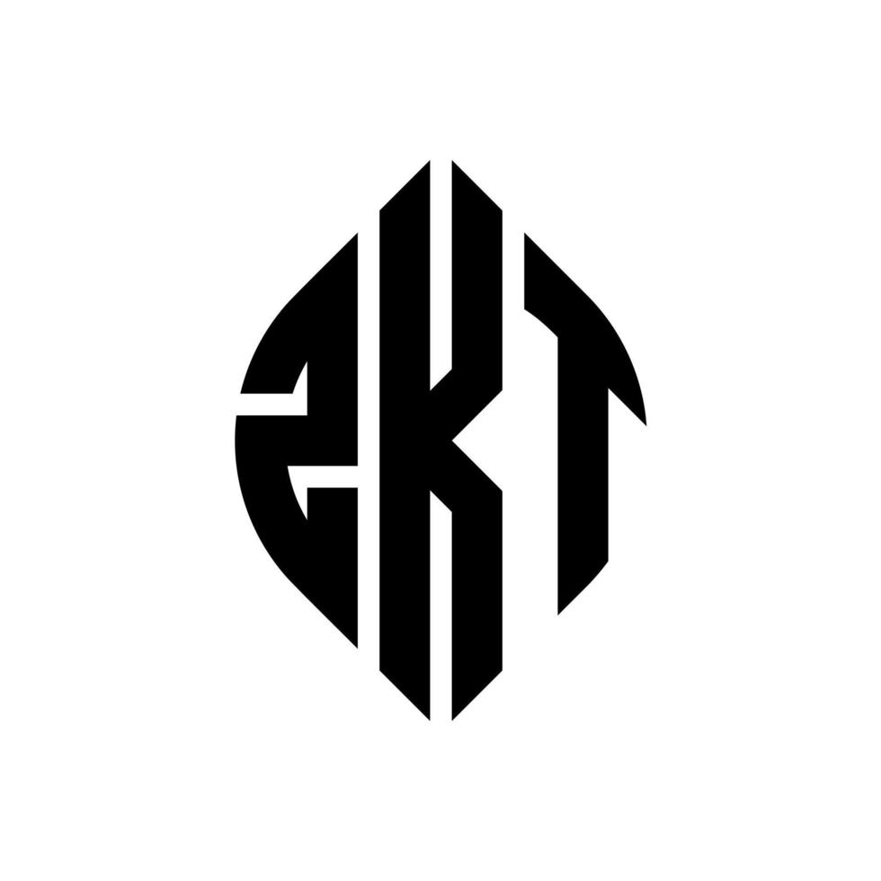 zkt cirkelbokstavslogotypdesign med cirkel och ellipsform. zkt ellipsbokstäver med typografisk stil. de tre initialerna bildar en cirkellogotyp. zkt cirkel emblem abstrakt monogram bokstav märke vektor. vektor