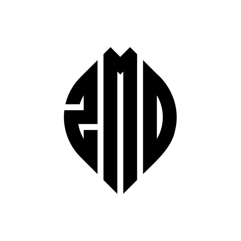 zmd-Kreisbuchstaben-Logo-Design mit Kreis- und Ellipsenform. zmd Ellipsenbuchstaben mit typografischem Stil. Die drei Initialen bilden ein Kreislogo. zmd Kreisemblem abstrakter Monogramm-Buchstabenmarkierungsvektor. vektor