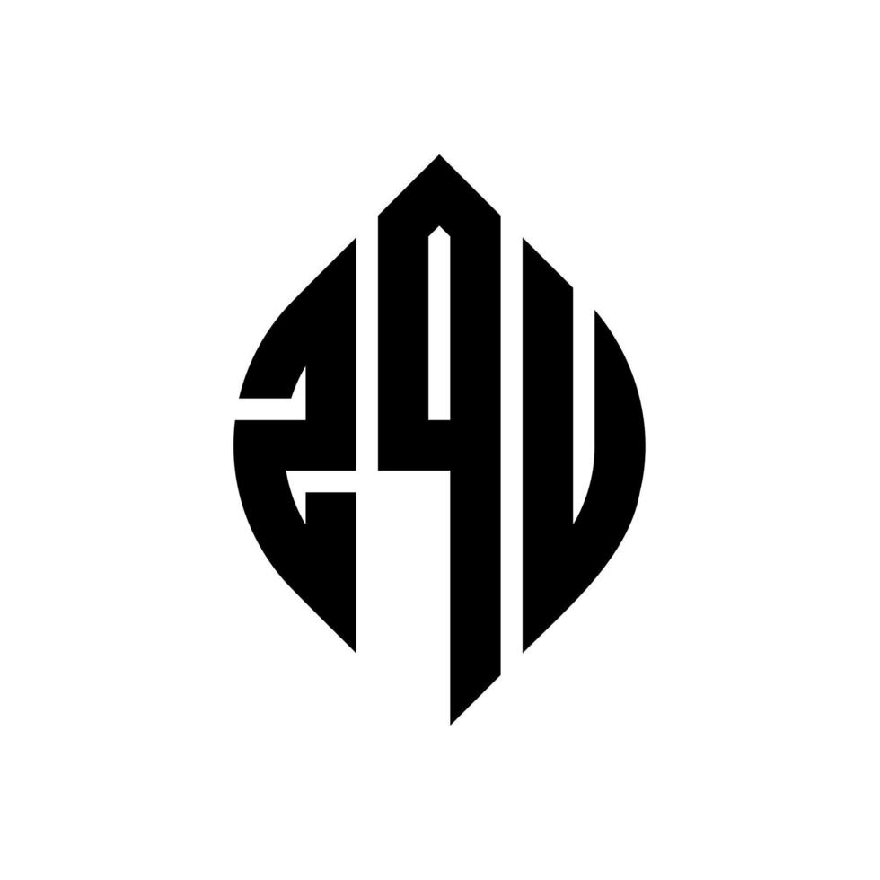 zq Kreisbuchstabe-Logo-Design mit Kreis- und Ellipsenform. zqu Ellipsenbuchstaben mit typografischem Stil. Die drei Initialen bilden ein Kreislogo. zqu Kreisemblem abstrakter Monogramm-Buchstabenmarkierungsvektor. vektor