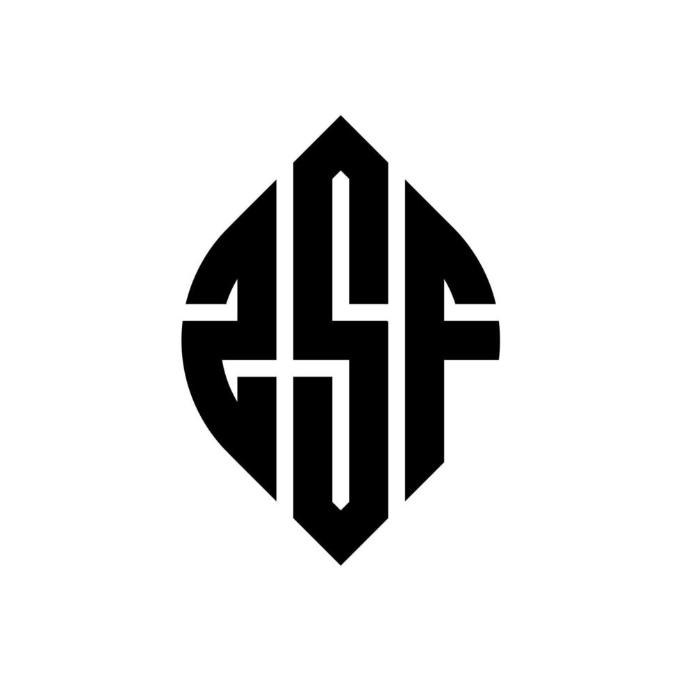 zsf cirkelbokstavslogotypdesign med cirkel och ellipsform. zsf ellipsbokstäver med typografisk stil. de tre initialerna bildar en cirkellogotyp. zsf cirkel emblem abstrakt monogram bokstav märke vektor. vektor