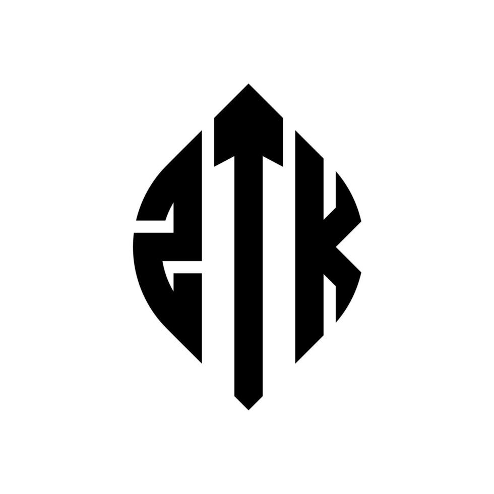 ztk-Kreisbuchstaben-Logo-Design mit Kreis- und Ellipsenform. ztk Ellipsenbuchstaben mit typografischem Stil. Die drei Initialen bilden ein Kreislogo. ztk-Kreis-Emblem abstrakter Monogramm-Buchstaben-Markierungsvektor. vektor