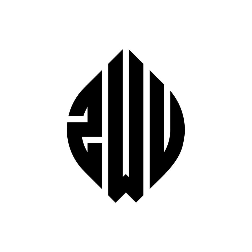 zwu cirkel bokstavslogotyp design med cirkel och ellipsform. zwu ellips bokstäver med typografisk stil. de tre initialerna bildar en cirkellogotyp. zwu cirkel emblem abstrakt monogram brev märke vektor. vektor