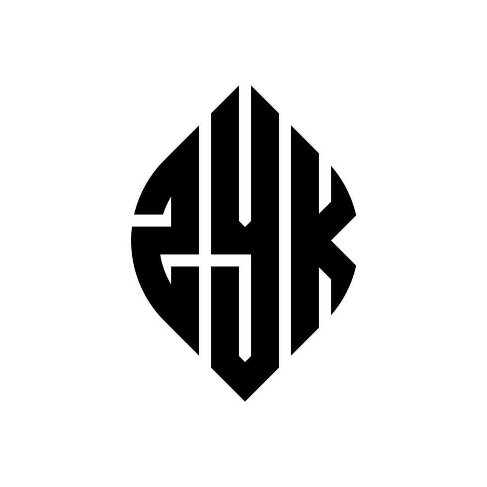 zyk cirkelbokstavslogotypdesign med cirkel och ellipsform. zyk ellipsbokstäver med typografisk stil. de tre initialerna bildar en cirkellogotyp. zyk cirkel emblem abstrakt monogram bokstav märke vektor. vektor