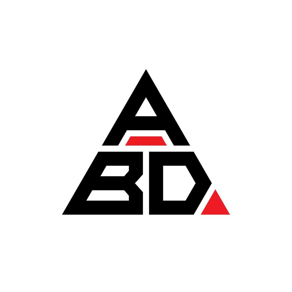 abd triangel bokstavslogotypdesign med triangelform. abd triangel logotyp design monogram. abd triangel vektor logotyp mall med röd färg. abd triangulär logotyp enkel, elegant och lyxig logotyp.