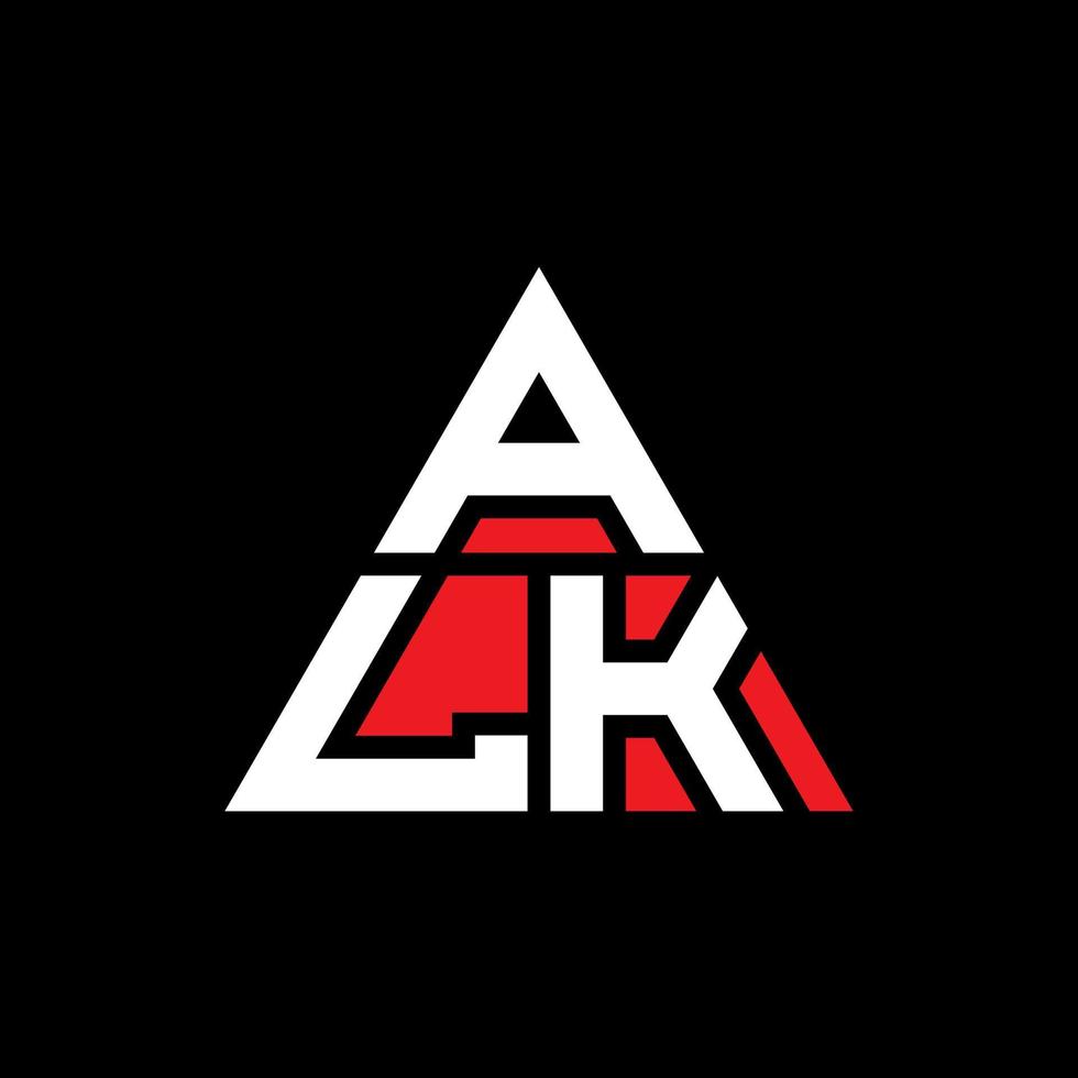 alk triangel bokstavslogotypdesign med triangelform. alk triangel logotyp design monogram. alk triangel vektor logotyp mall med röd färg. alk triangulär logotyp enkel, elegant och lyxig logotyp.