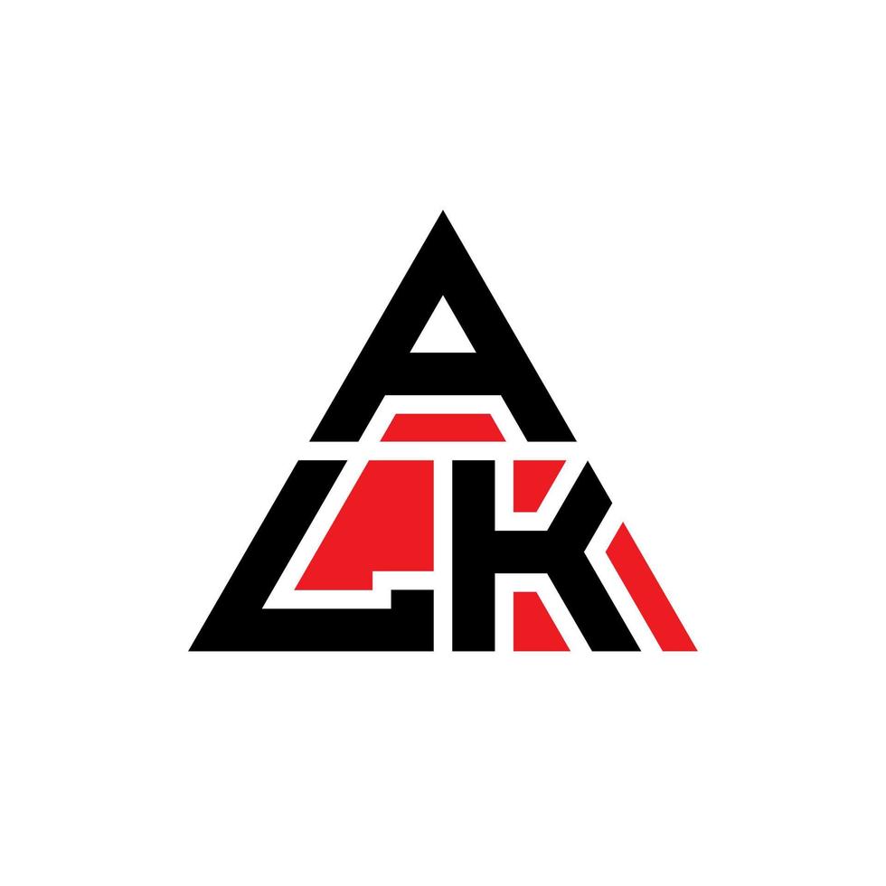 Alk-Dreieck-Buchstaben-Logo-Design mit Dreiecksform. Alk-Dreieck-Logo-Design-Monogramm. Alk-Dreieck-Vektor-Logo-Vorlage mit roter Farbe. alk dreieckiges Logo einfaches, elegantes und luxuriöses Logo. vektor