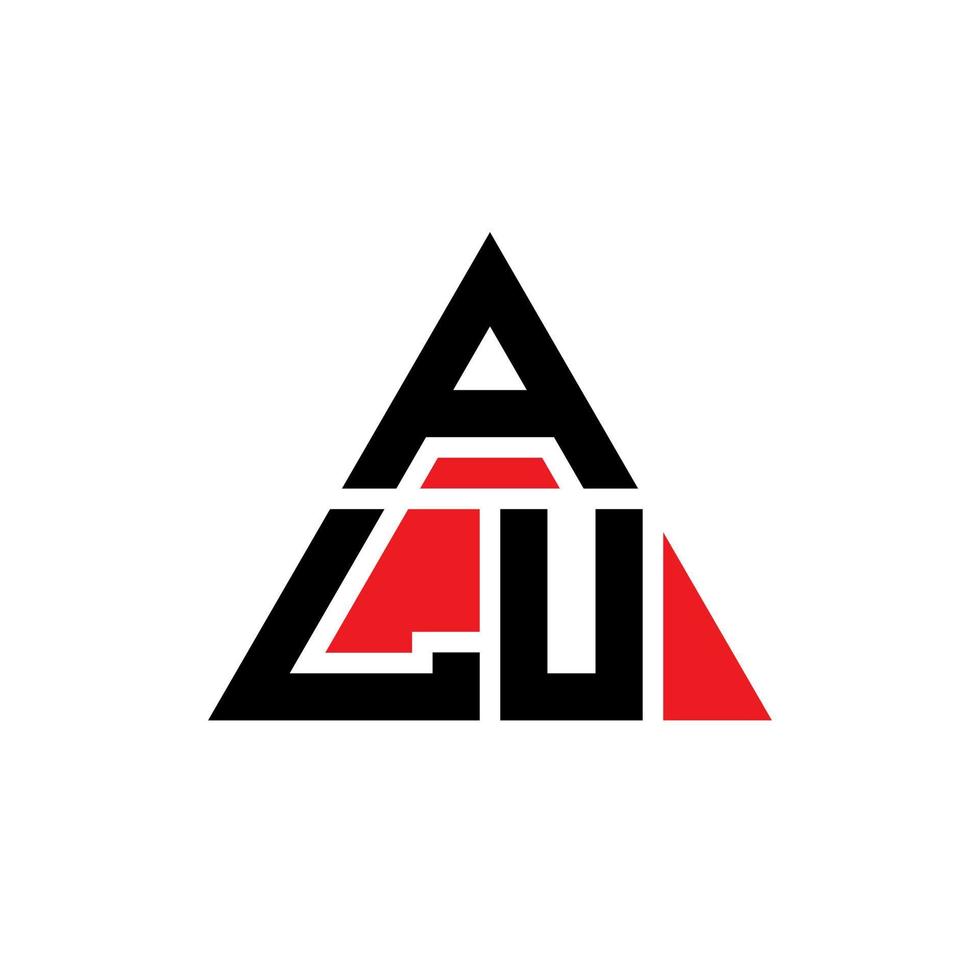 Alu-Dreieck-Buchstaben-Logo-Design mit Dreiecksform. Alu-Dreieck-Logo-Design-Monogramm. Alu-Dreieck-Vektor-Logo-Vorlage mit roter Farbe. alu dreieckiges logo einfaches, elegantes und luxuriöses logo. vektor