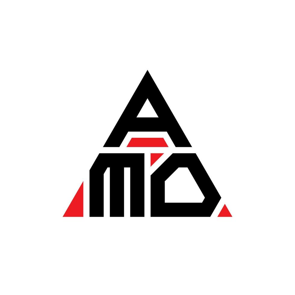 Amo-Dreieck-Buchstaben-Logo-Design mit Dreiecksform. Amo-Dreieck-Logo-Design-Monogramm. Amo-Dreieck-Vektor-Logo-Vorlage mit roter Farbe. amo dreieckiges Logo einfaches, elegantes und luxuriöses Logo. vektor