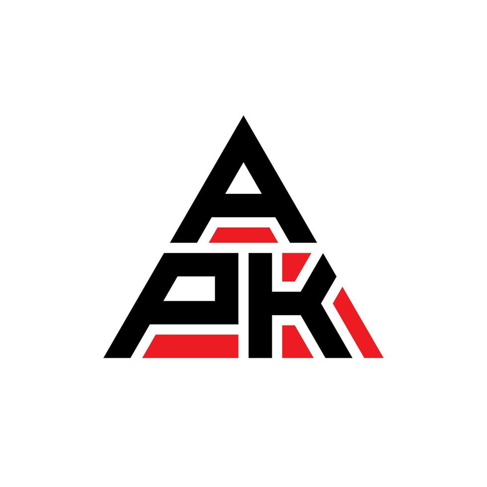 apk Dreiecksbuchstaben-Logo-Design mit Dreiecksform. apk Dreieck-Logo-Design-Monogramm. apk Dreieck-Vektor-Logo-Vorlage mit roter Farbe. apk dreieckiges Logo einfaches, elegantes und luxuriöses Logo. vektor